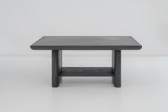 Vittorio Side Table in Black Ash Wood & Black Aniline Leather