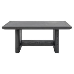 Vittorio Side Table in Black Ash Wood & Black Aniline Leather