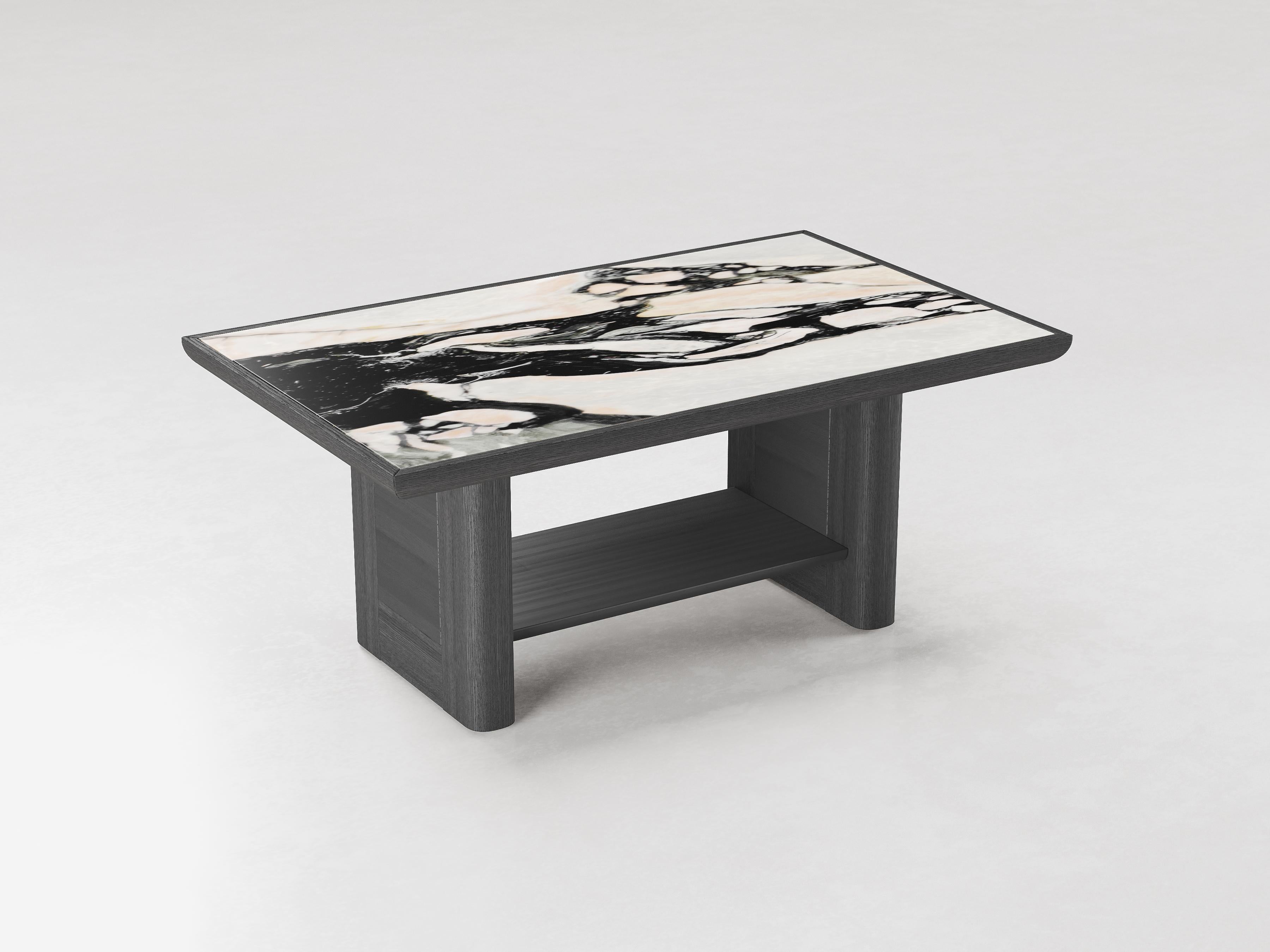 Italian Table d'appoint Vittorio en frêne noir et marbre Notre Dame en vente