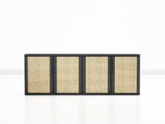 Vittorio sideboard in Black Ash wood and Black Leather