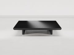 Vittorio Square Coffee Table in Black Ash Wood & Black Aniline Leather