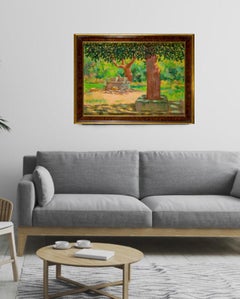 Mid-Century 1950s Italian Signed Landscape Painting