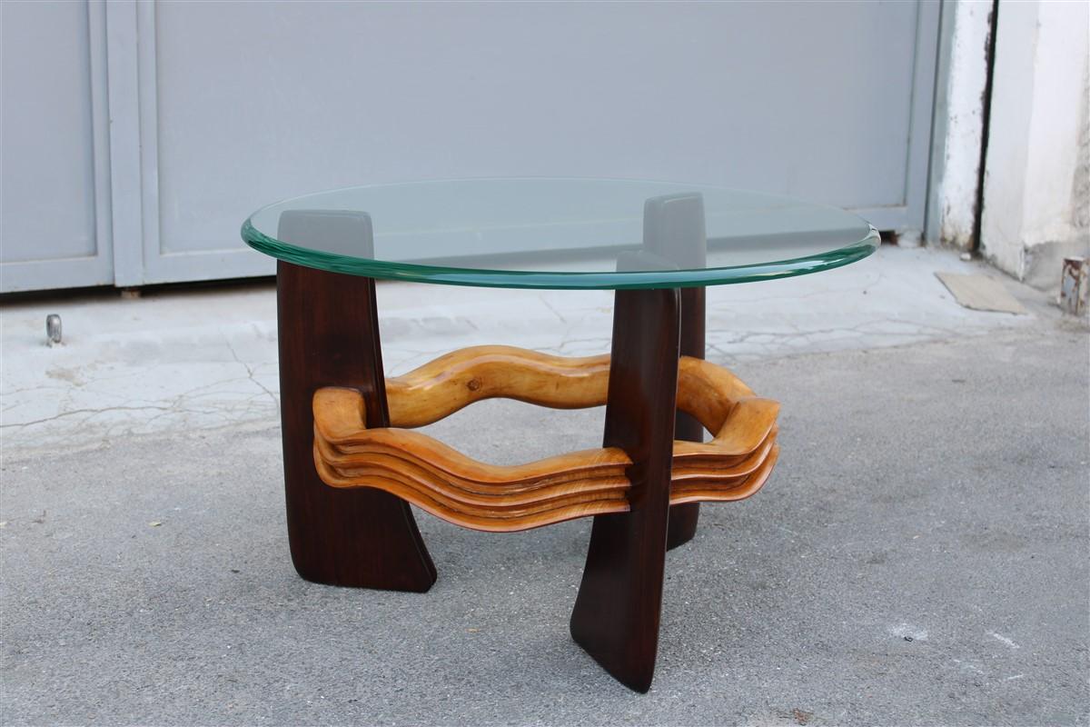 Glass Vittorio Valabrega Art Deco Futurist Coffee Table 1930 Maple and Walnut Italian