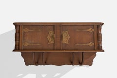 Vittorio Valabrega Attribution, Wall-Mounted Cabinet, Oak, Metal, Italy, 1930s
