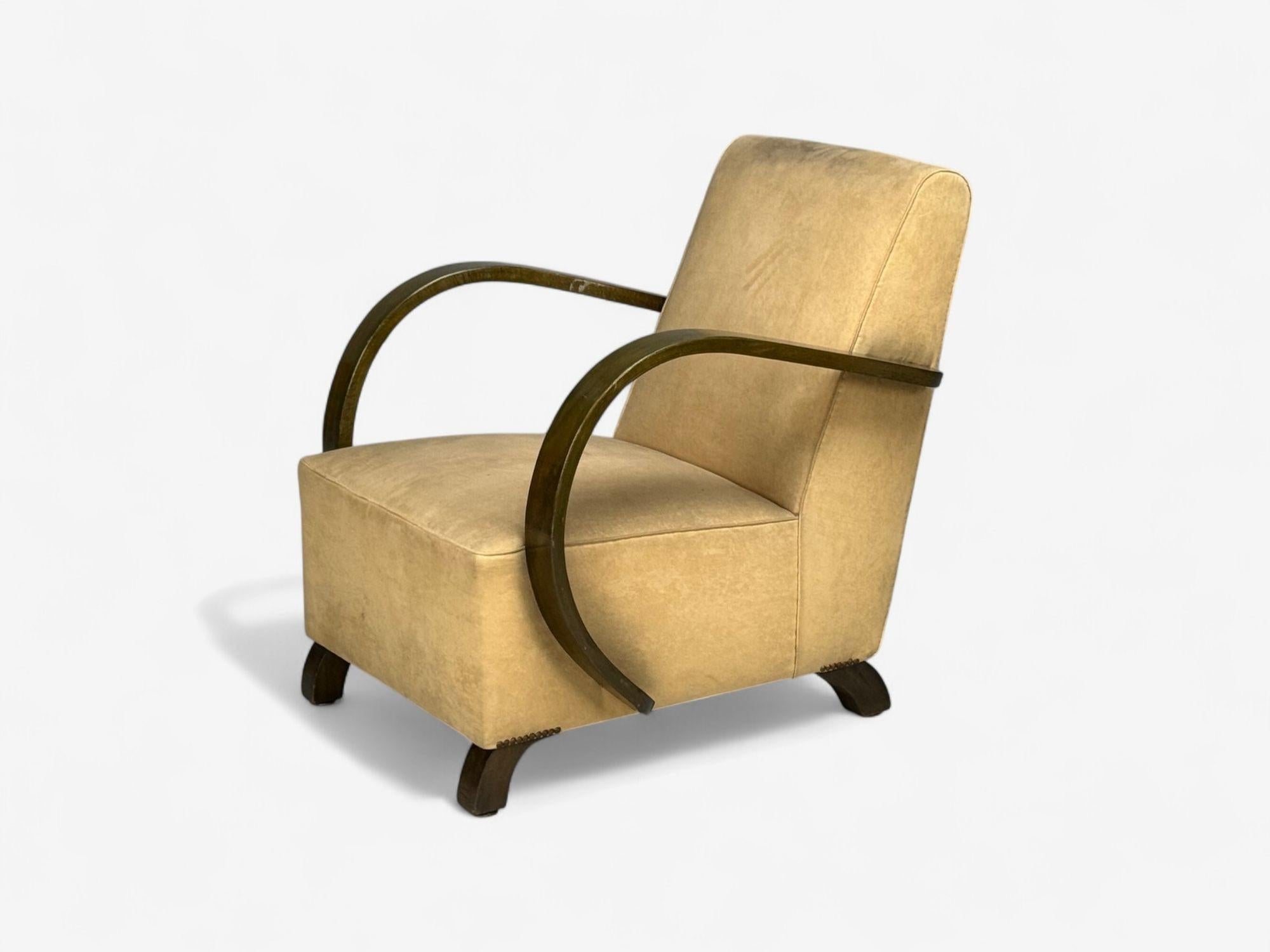 Vittorio Valabrega, velours beige, bentwood, chaises longues, Italie, années 1940 État moyen - En vente à Manhasset, NY