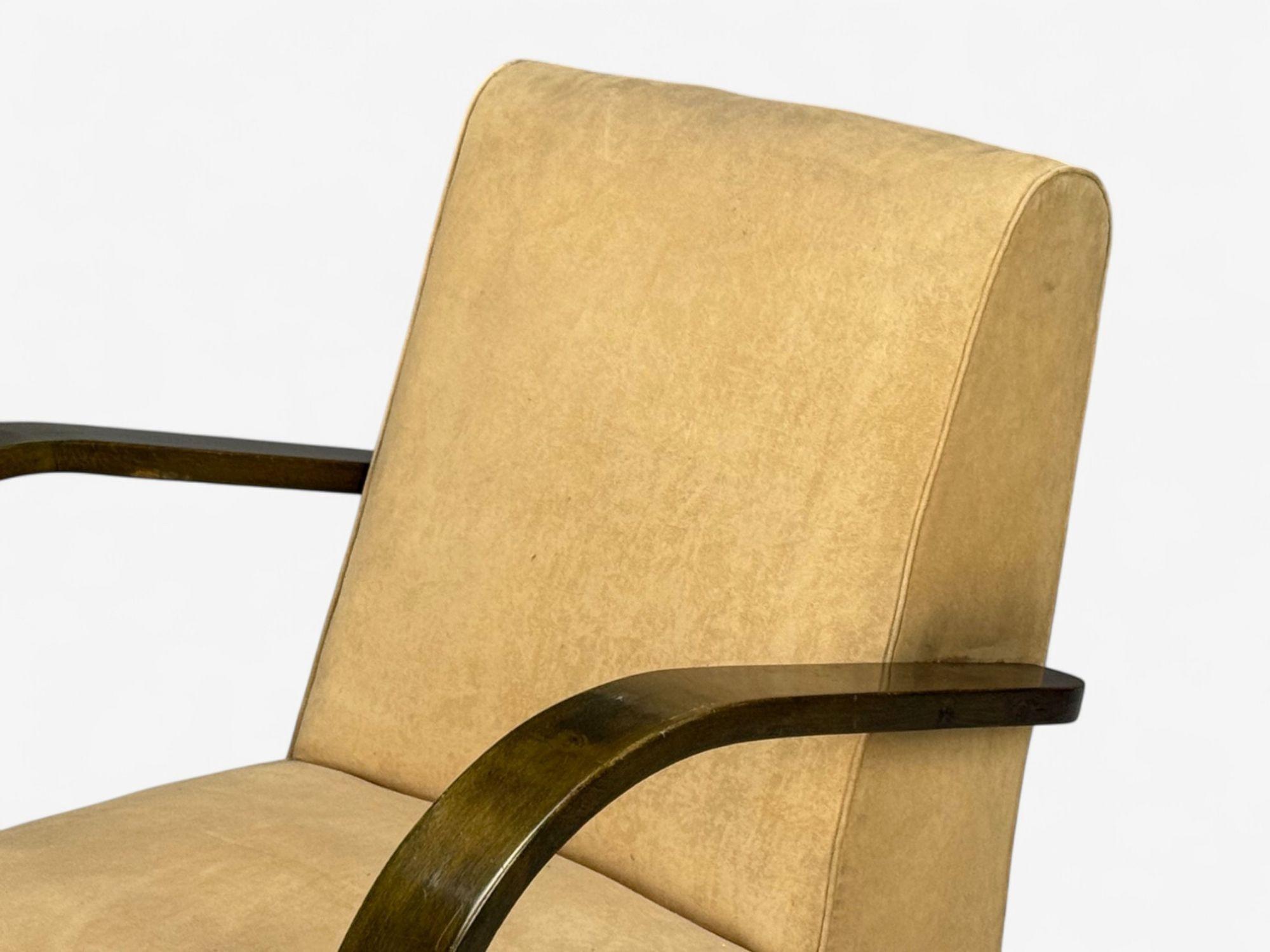 Tissu Vittorio Valabrega, velours beige, bentwood, chaises longues, Italie, années 1940 en vente