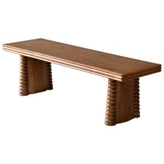 Vittorio Valabrega, Bench or Coffee Table, Carved Oak, Turin, Italy, circa 1940