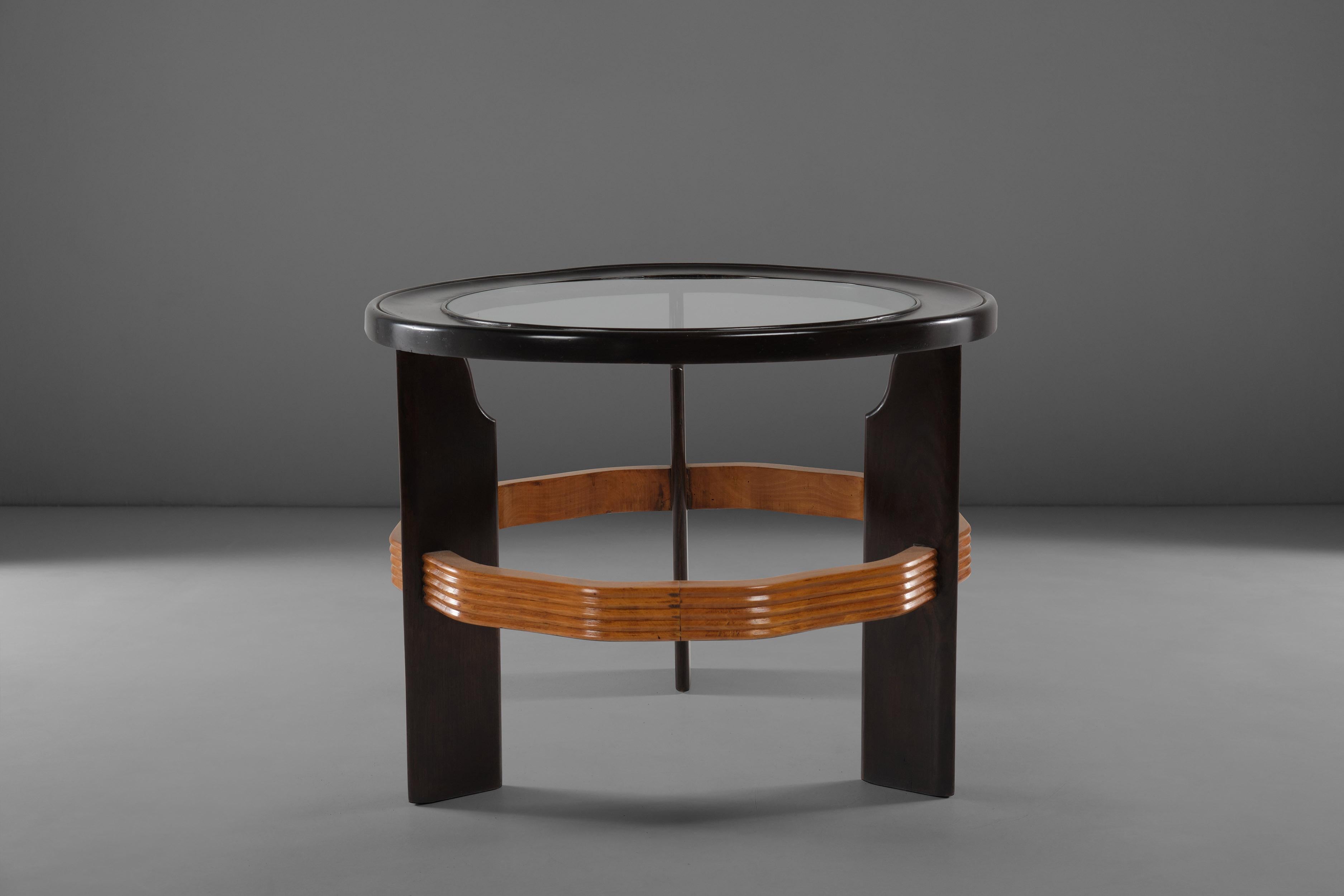 Mid-Century Modern Vittorio Valabrega Coffee Table in Wood and Glass, 1940 circa For Sale