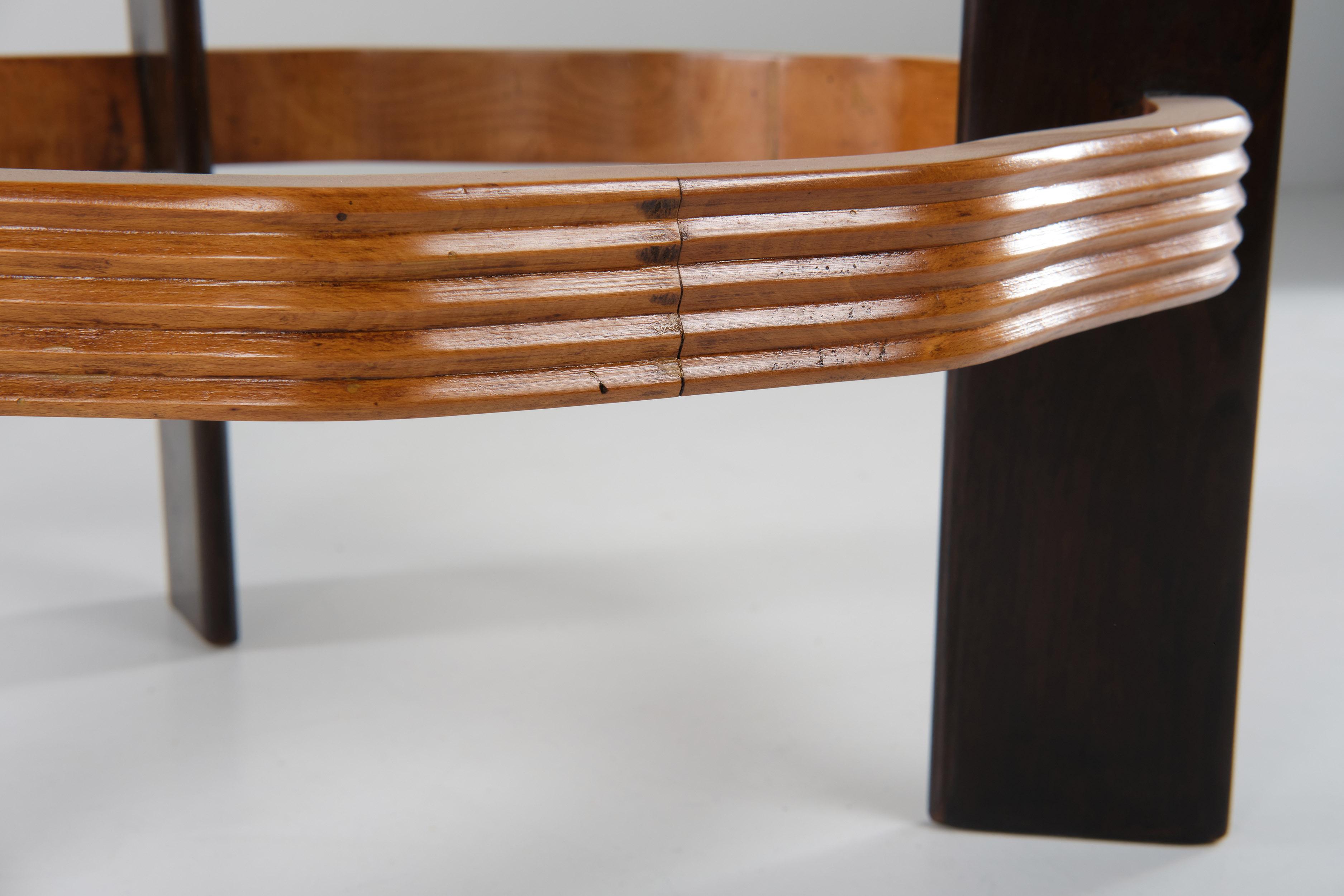 Table basse Vittorio Valabrega en Wood Wood et verre, 1940 circa Bon état - En vente à Milan, IT