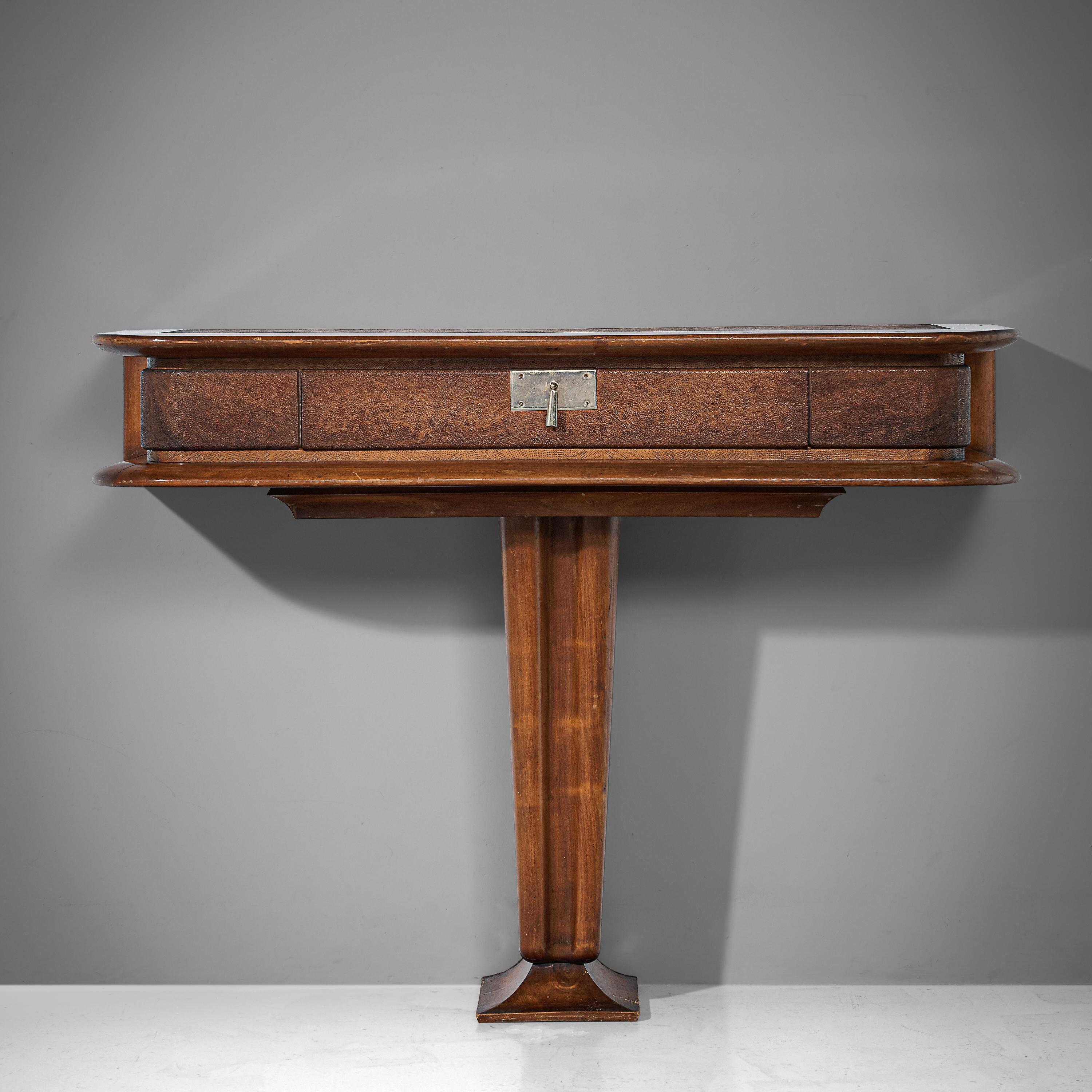 Vittorio Valabrega Console with Drawer in Leather and Walnut 5