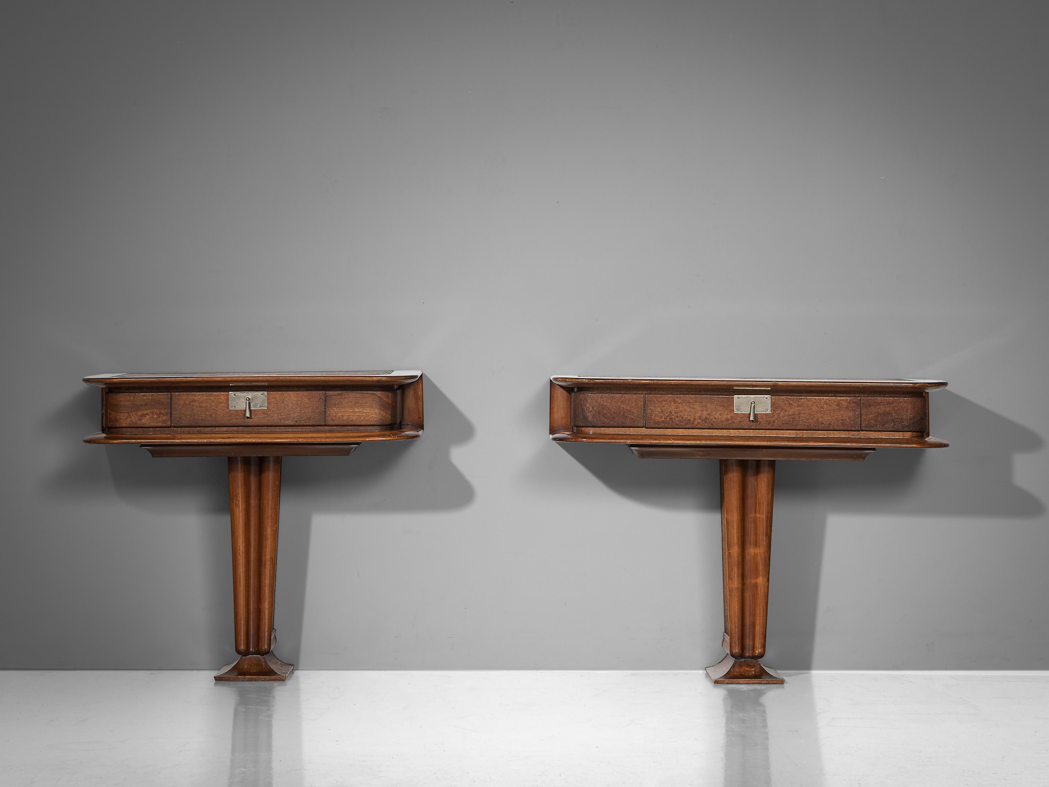 Vittorio Valabrega Console with Drawer in Leather and Walnut For Sale 5