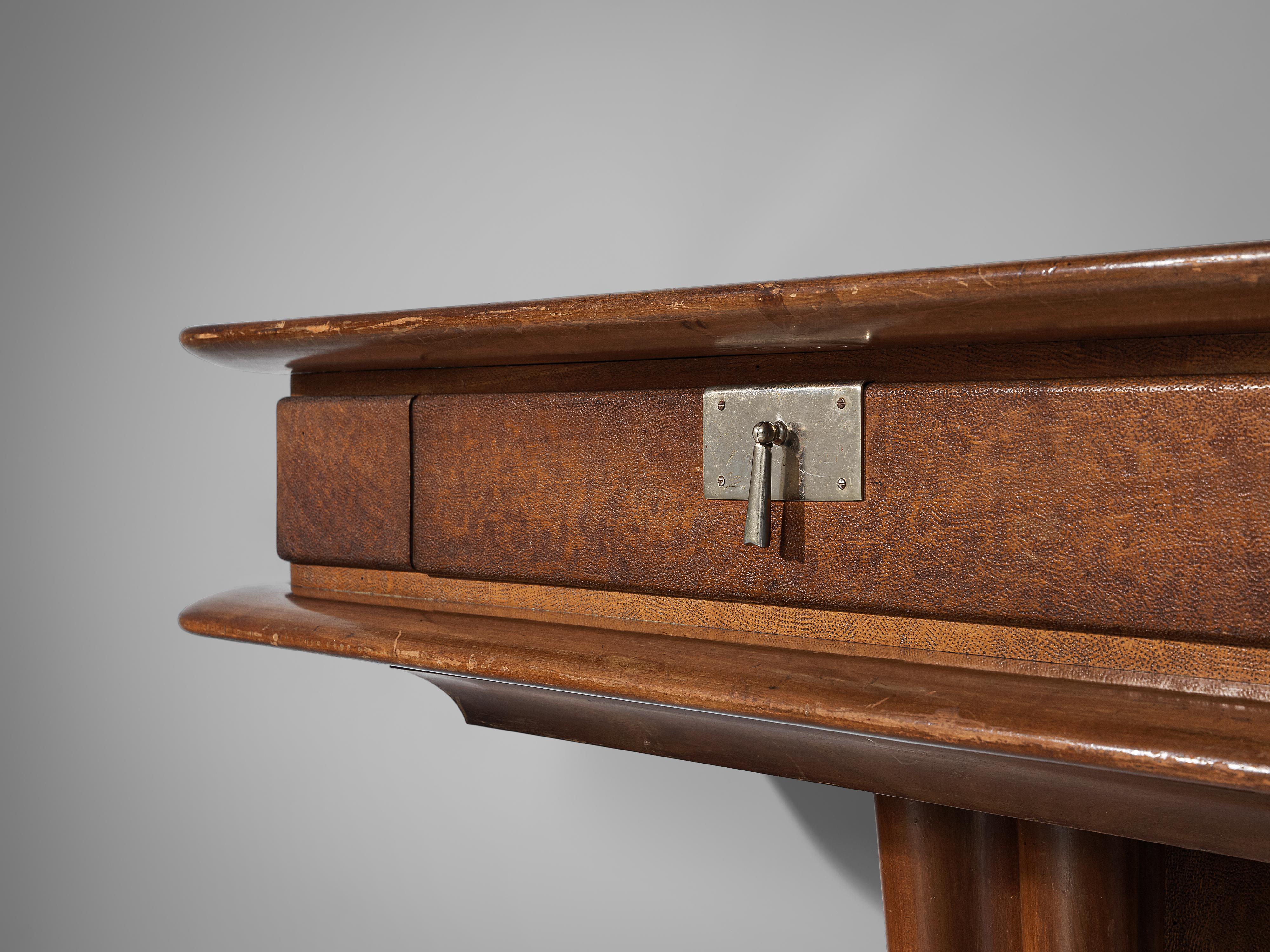 Vittorio Valabrega Console with Drawer in Leather and Walnut 8