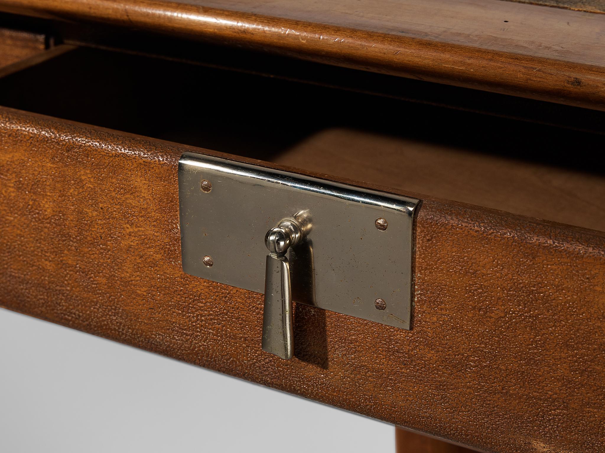 Vittorio Valabrega Console with Drawer in Leather and Walnut  2
