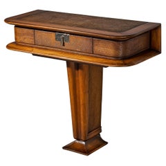 Vittorio Valabrega Console with Drawer in Leather and Walnut 