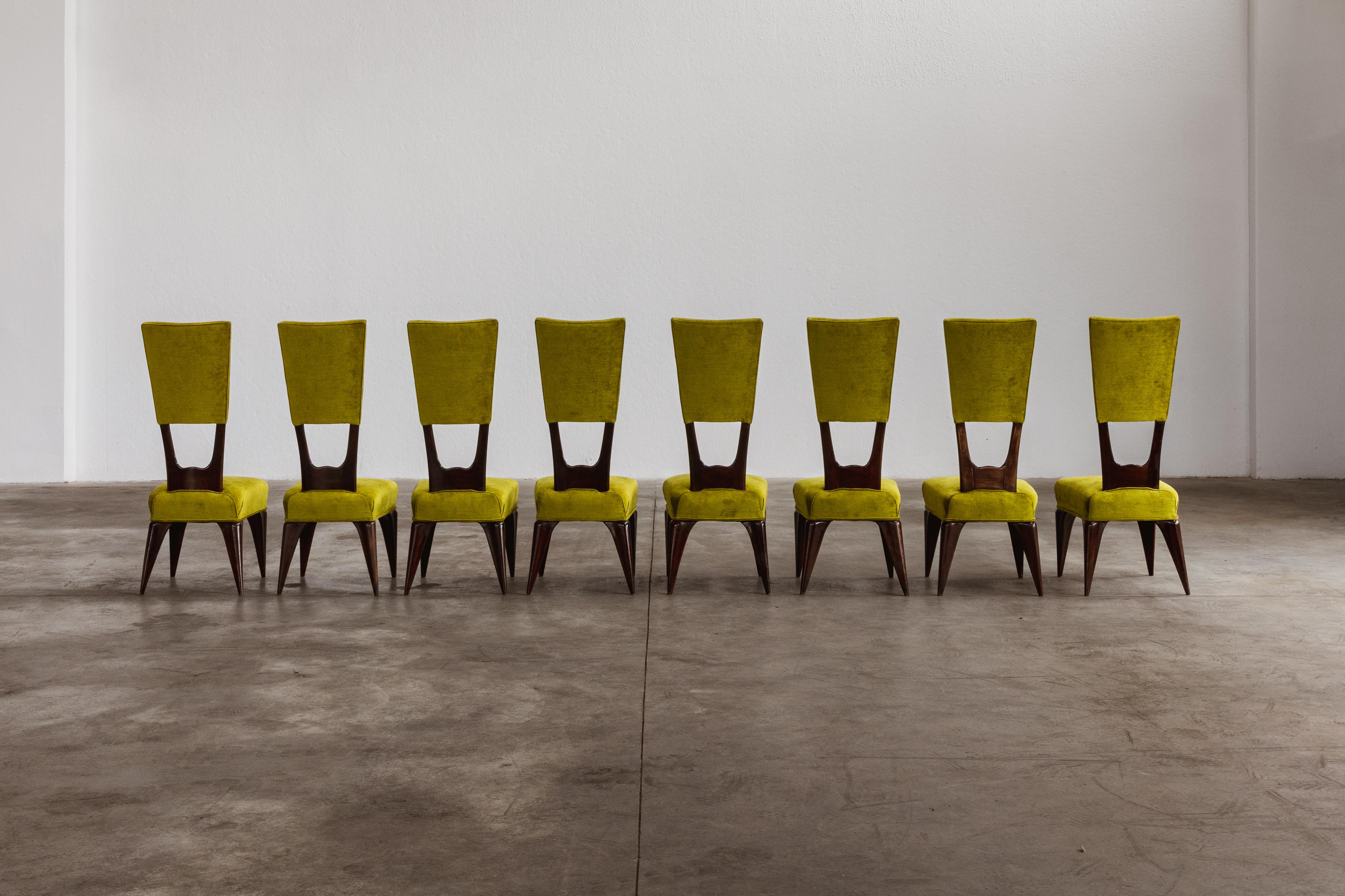 Wood Vittorio Valabrega Dining Chairs, 1950s, Set of 8 For Sale
