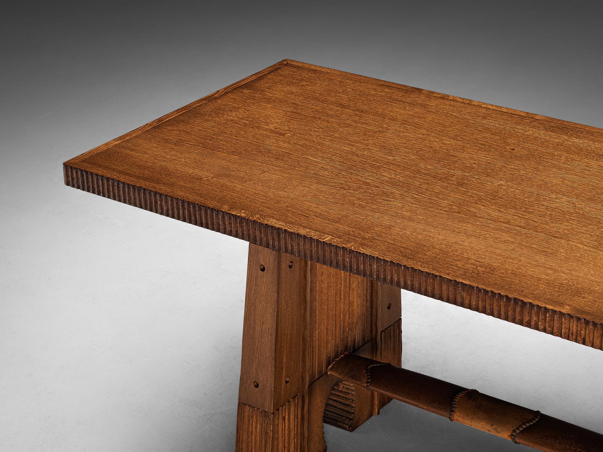 Mid-20th Century Vittorio Valabrega Dining Table in Oak with Intricate Carvings 