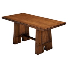 Vittorio Valabrega Dining Table in Oak with Intricate Carvings 