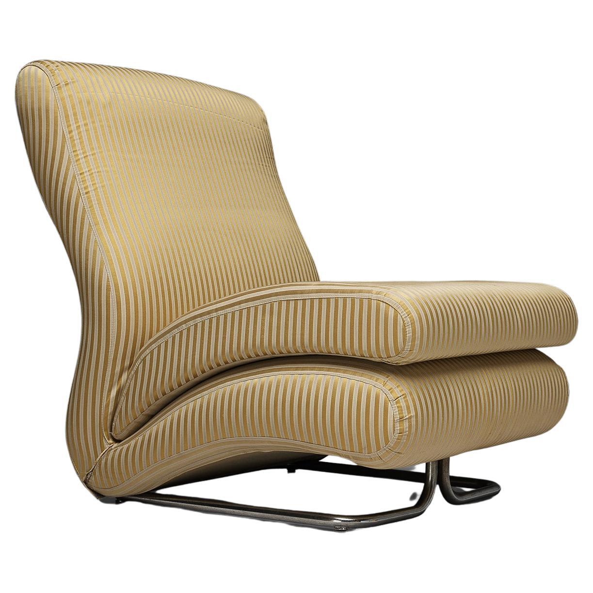 Vittorio Varo for I.P.E. 'Cigno' Lounge Chair in Striped Upholstery  For Sale