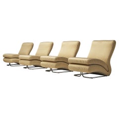 Vittorio Varo for i.P.E. Set of Four 'Cigno' Lounge Chairs in Striped Upholstery