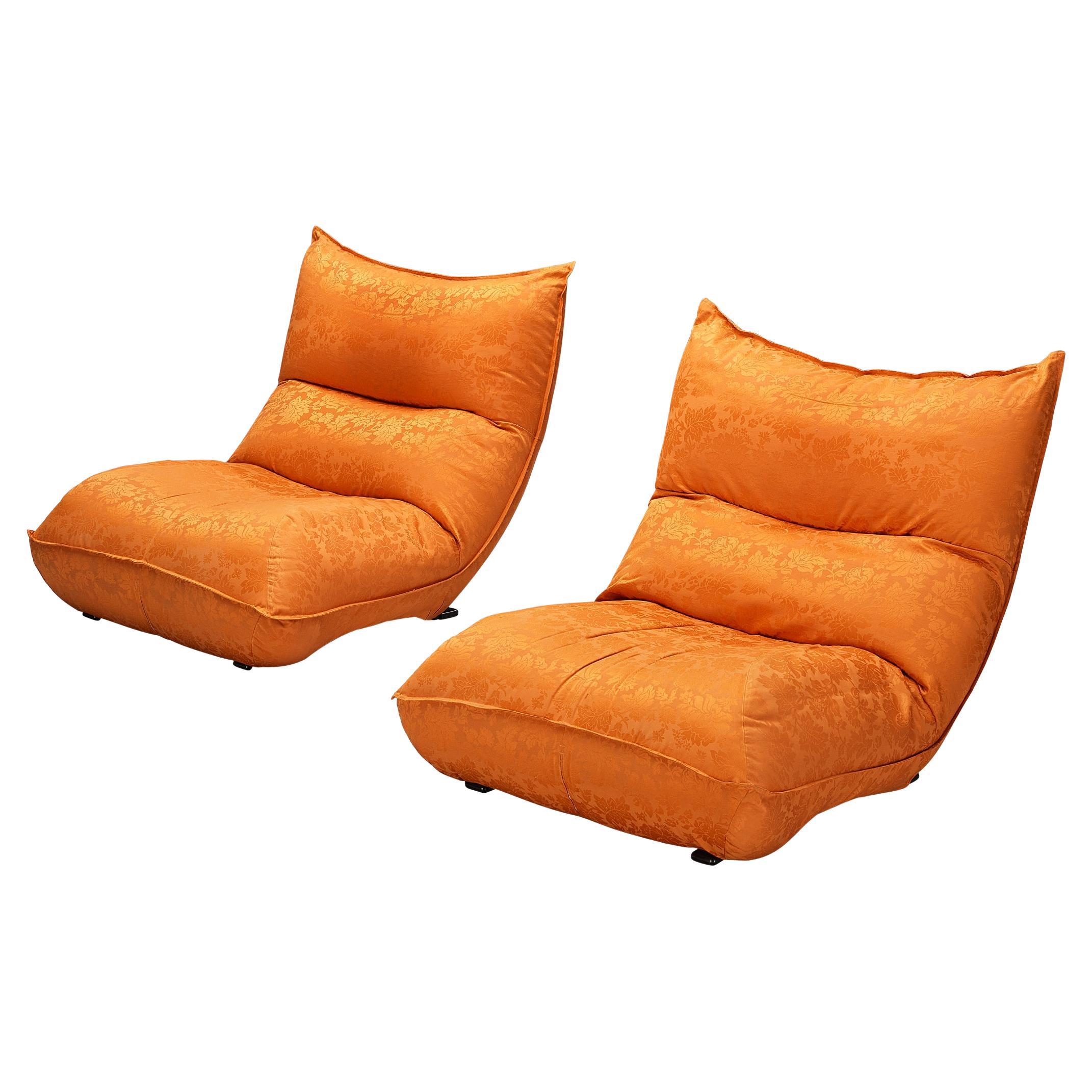 Vittorio Varo for Plan 'Zinzolo' Lounge Chairs in Orange Upholstery For Sale