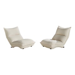 Vittorio Varo, Slipper Chairs, Fabric, Metal, Plastic, Italy, 1970s
