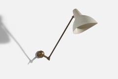 Vittorio Viganò Attributed Wall Light, Brass, White Lacquered Metal, Italy 1950s
