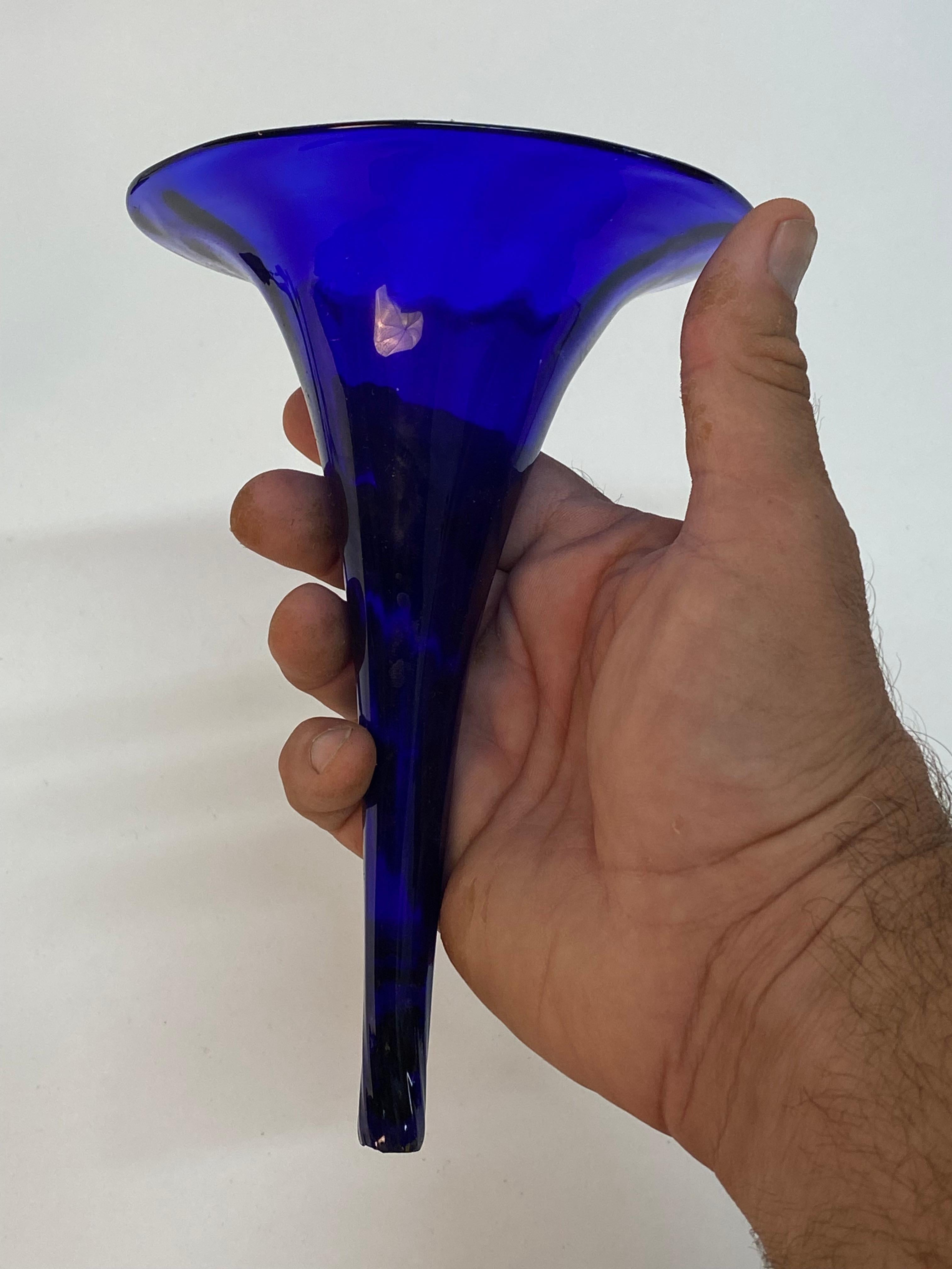 Vittorio Zecchin Art Nouveau Cobalt Blue Trumpet Vase 1
