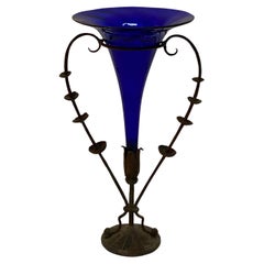 Vittorio Zecchin Art Nouveau Cobalt Blue Trumpet Vase