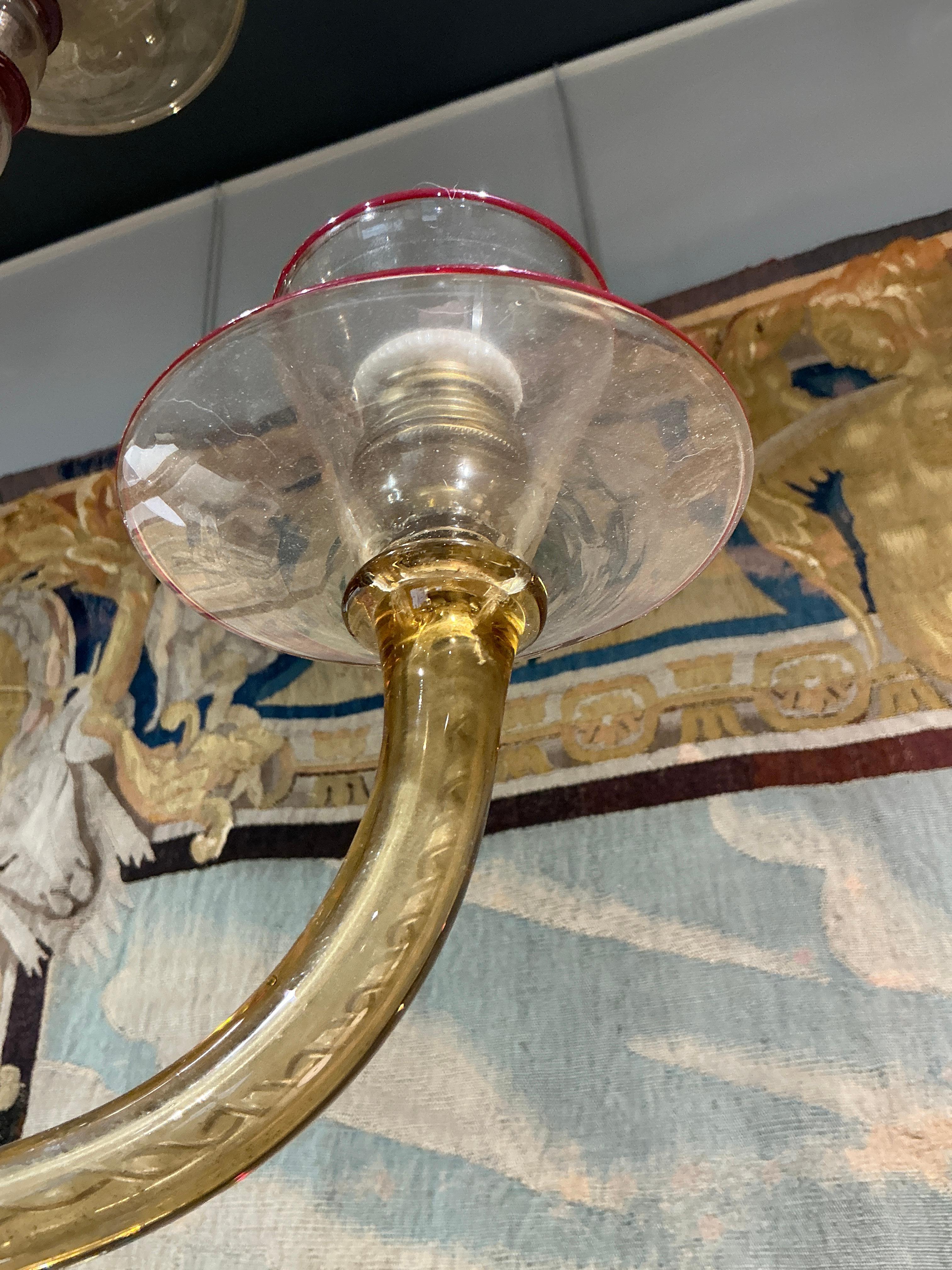 Lampadario a 3 luci Vittorio Zecchin Murano 1920 In condizioni buone in vendita a PARIS, FR