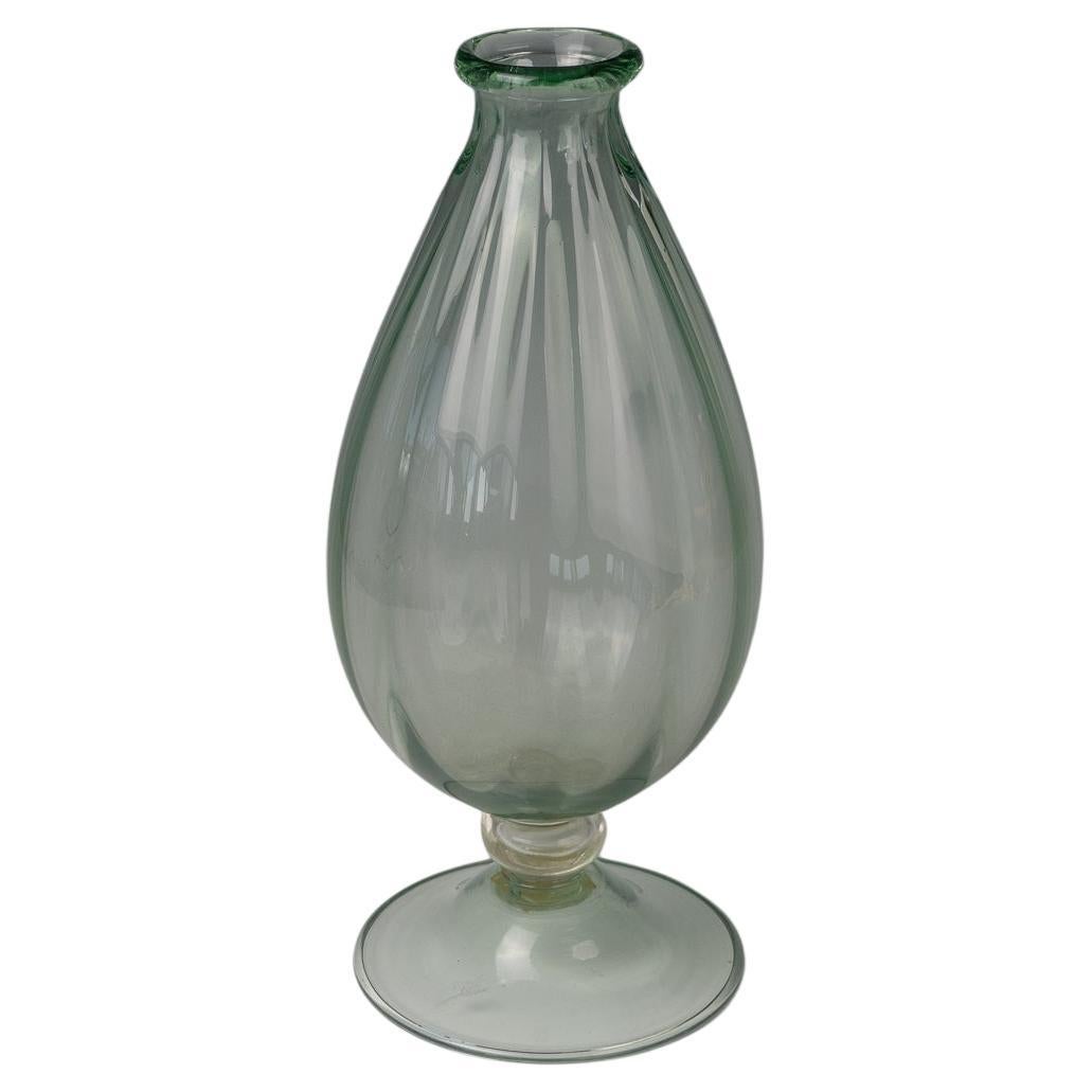 Vittorio Zecchin. Vaso in vetro a rilievo del 1930 con piede verde, 2x etichetta di Pauly in vendita