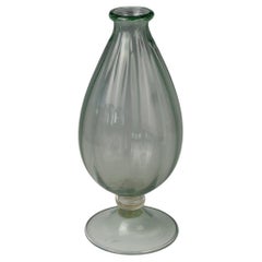 Vittorio Zecchin. Early 1930 glass vase relief green footed, 2x label by Pauly