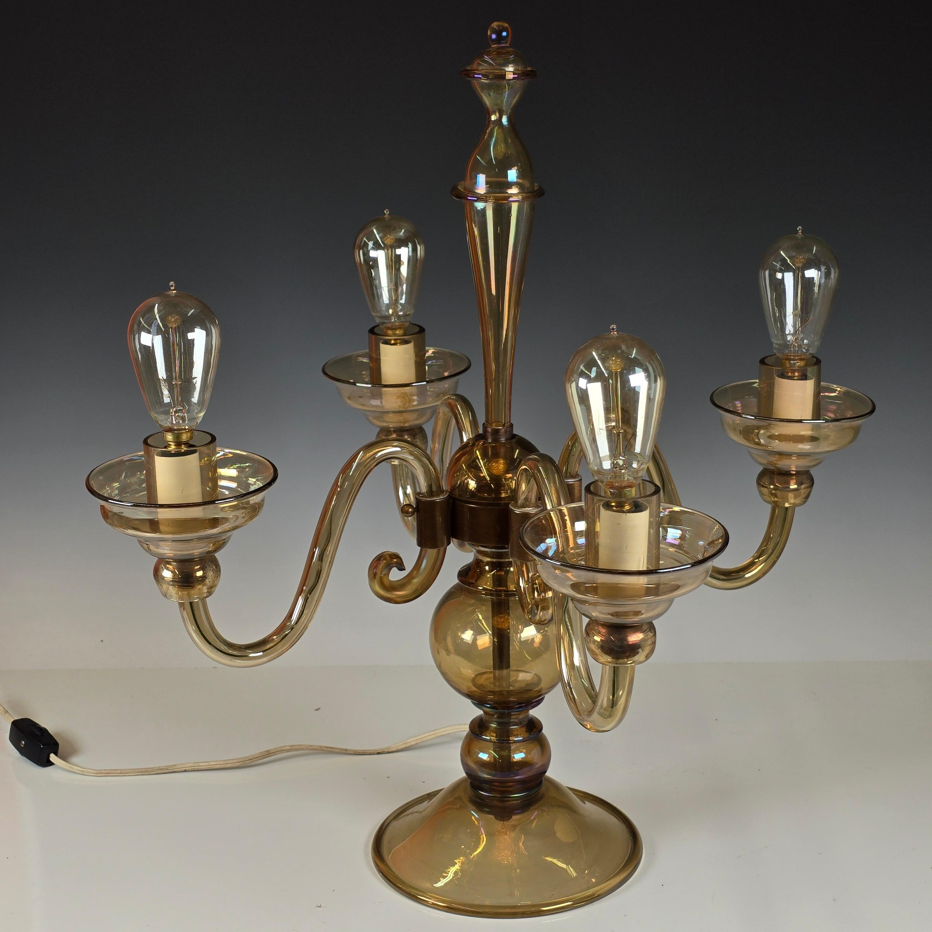Vittorio Zecchin Iridato Sofosiati Candelabra Lamp For Sale 6