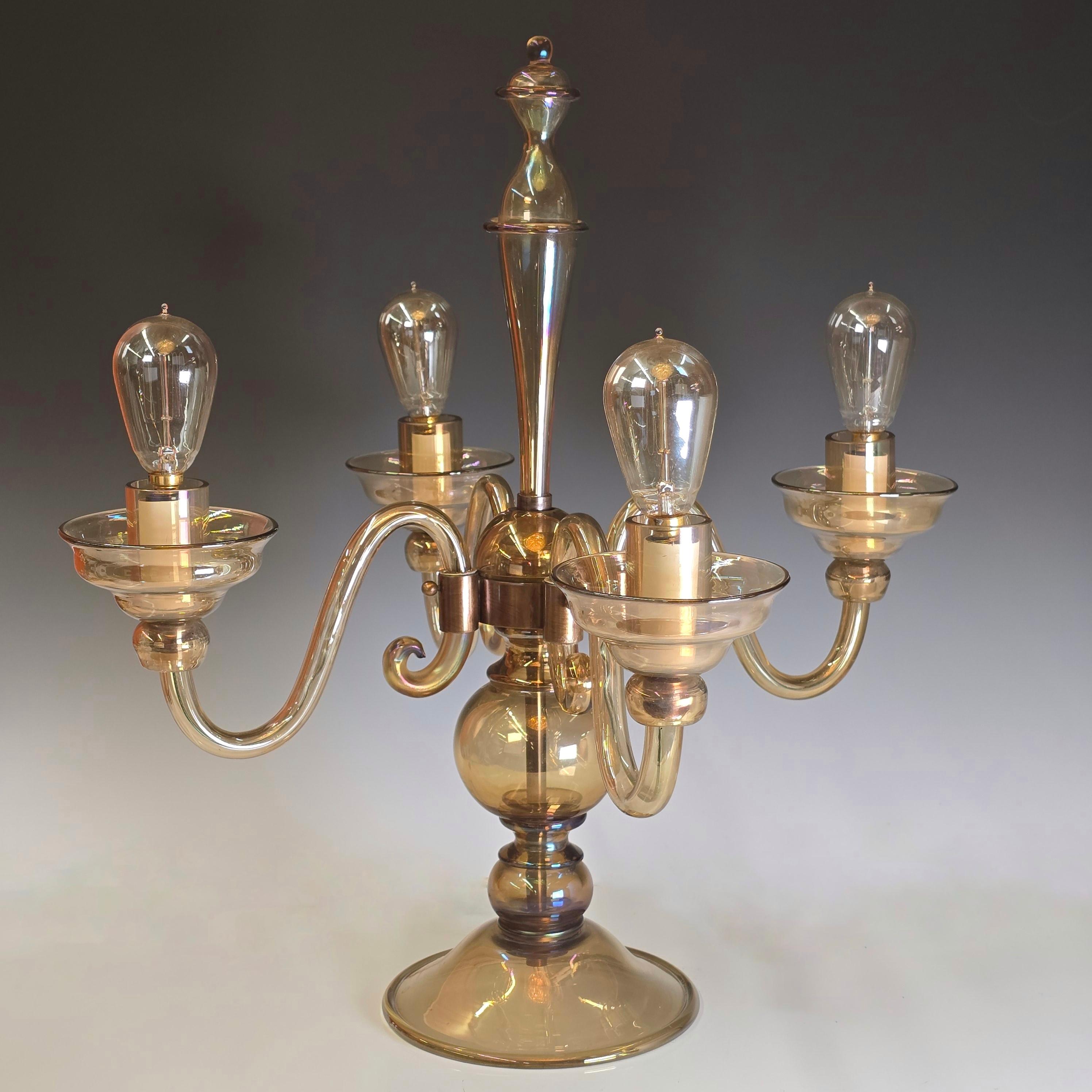 Art Deco Vittorio Zecchin Iridato Sofosiati Candelabra Lamp For Sale