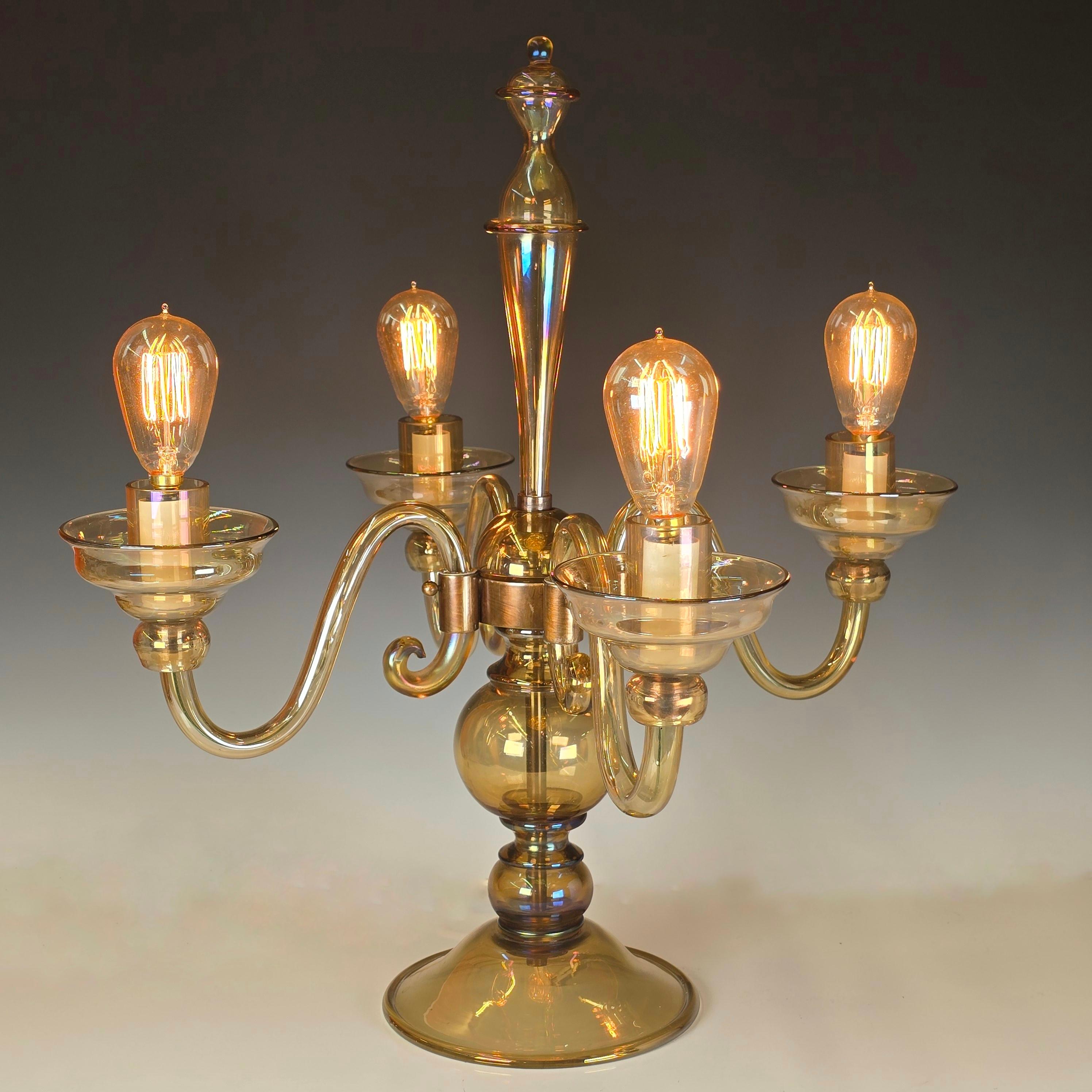 Italian Vittorio Zecchin Iridato Sofosiati Candelabra Lamp For Sale