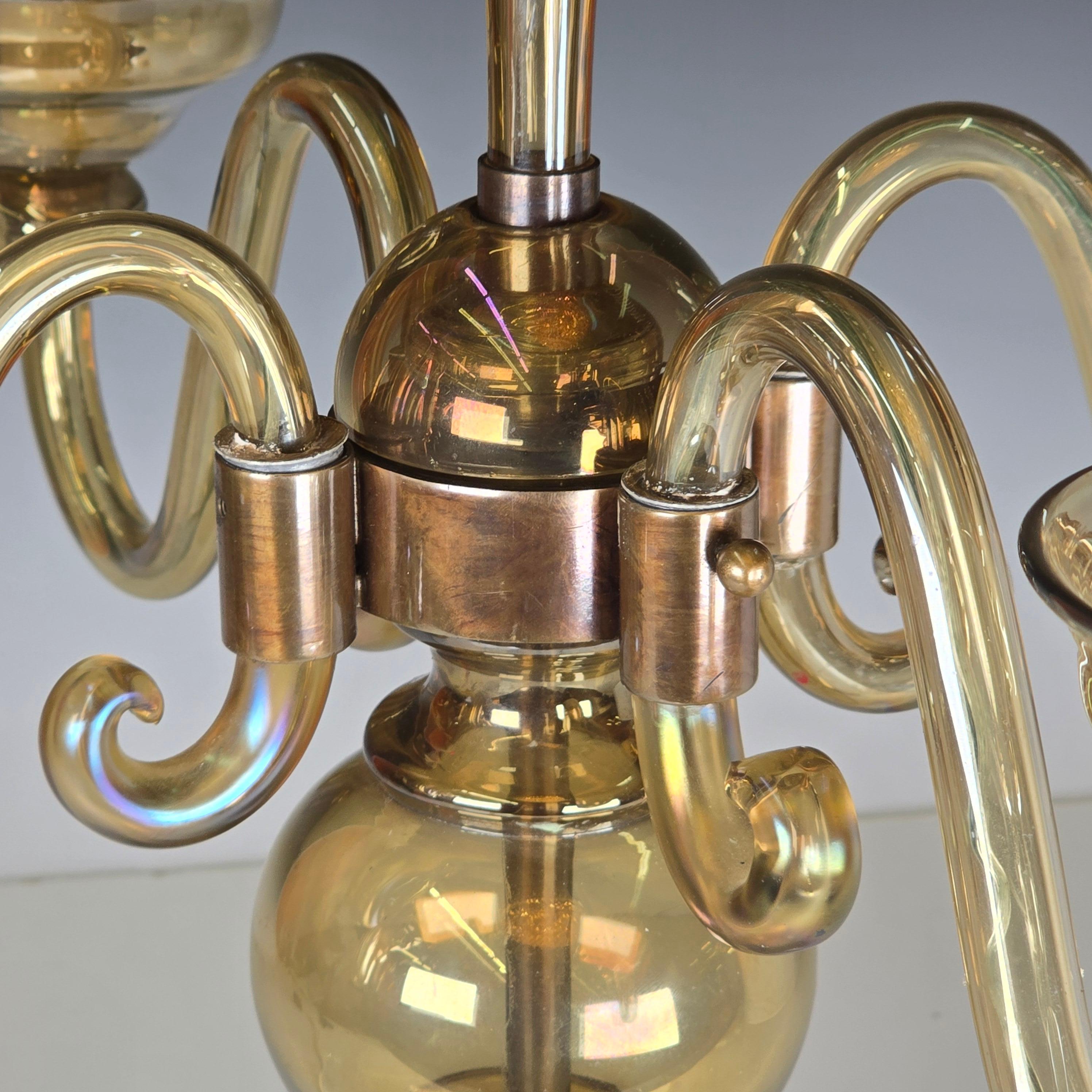 Art Glass Vittorio Zecchin Iridato Sofosiati Candelabra Lamp For Sale