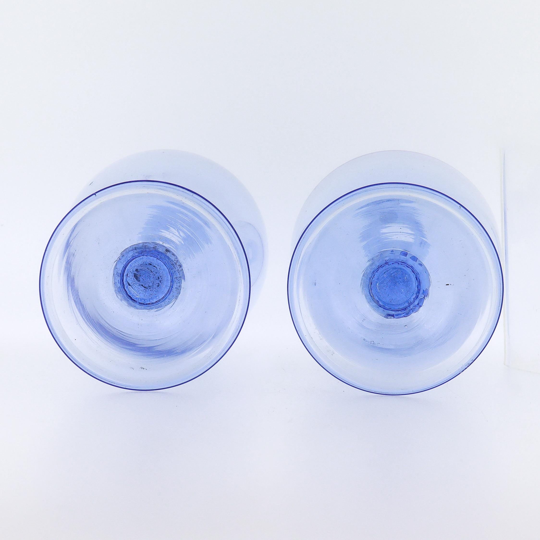 Vittorio Zecchin / MVM Cappellin Murano Glass Miniature Blue Veronese Vases Pair For Sale 3