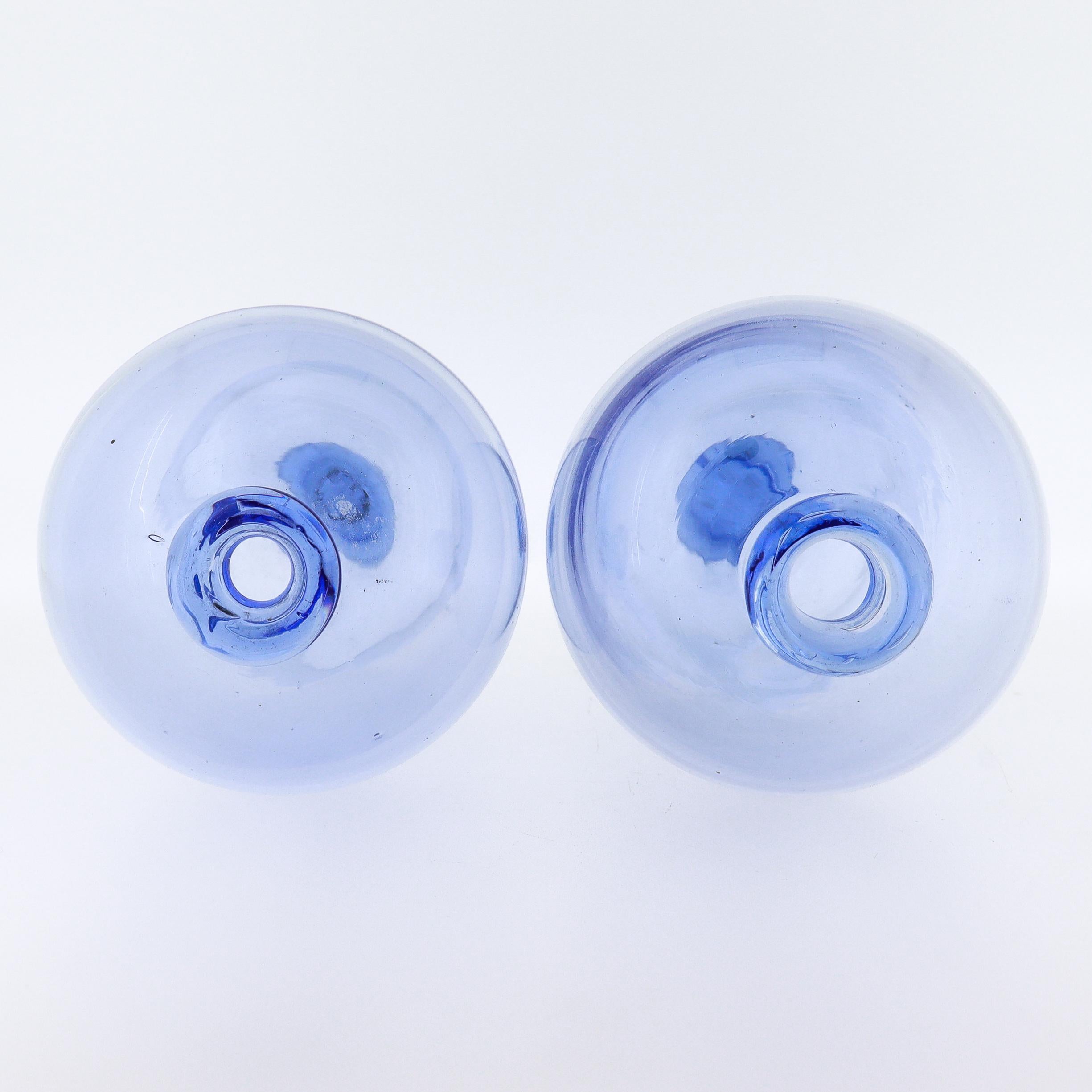 Vittorio Zecchin / MVM Cappellin Murano Glass Miniature Blue Veronese Vases Pair For Sale 2