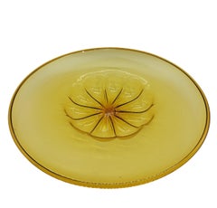 Vittorio Zecchin Yellow Murano Glass Centerpiece Dish, Italy 1940s