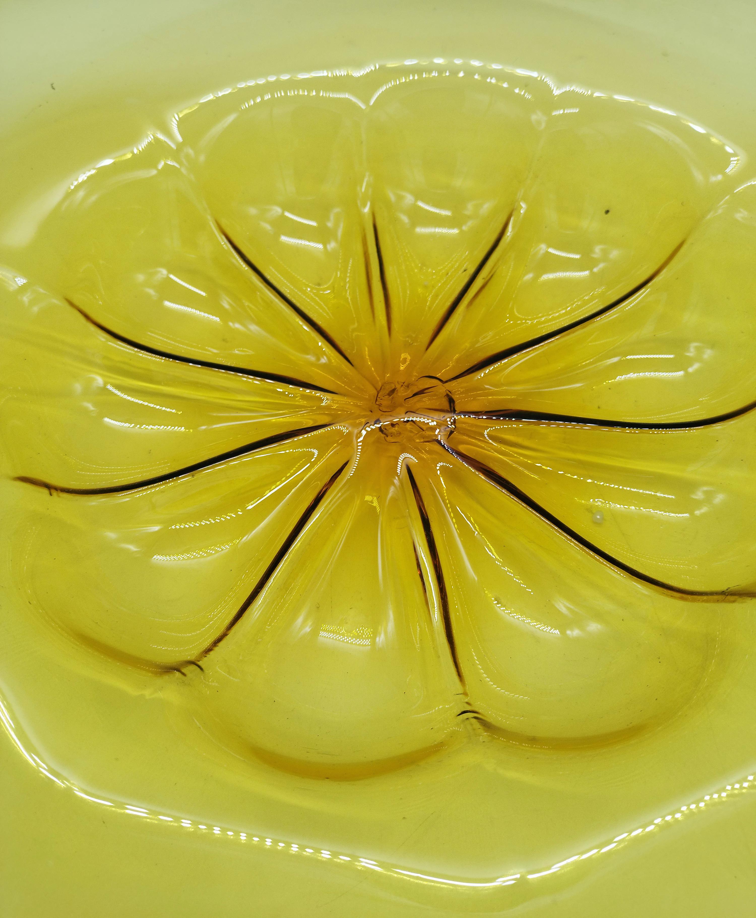 Italian Vittorio Zecchin Yellow Murano Glass Centerpiece Dish, Italy 1940s For Sale