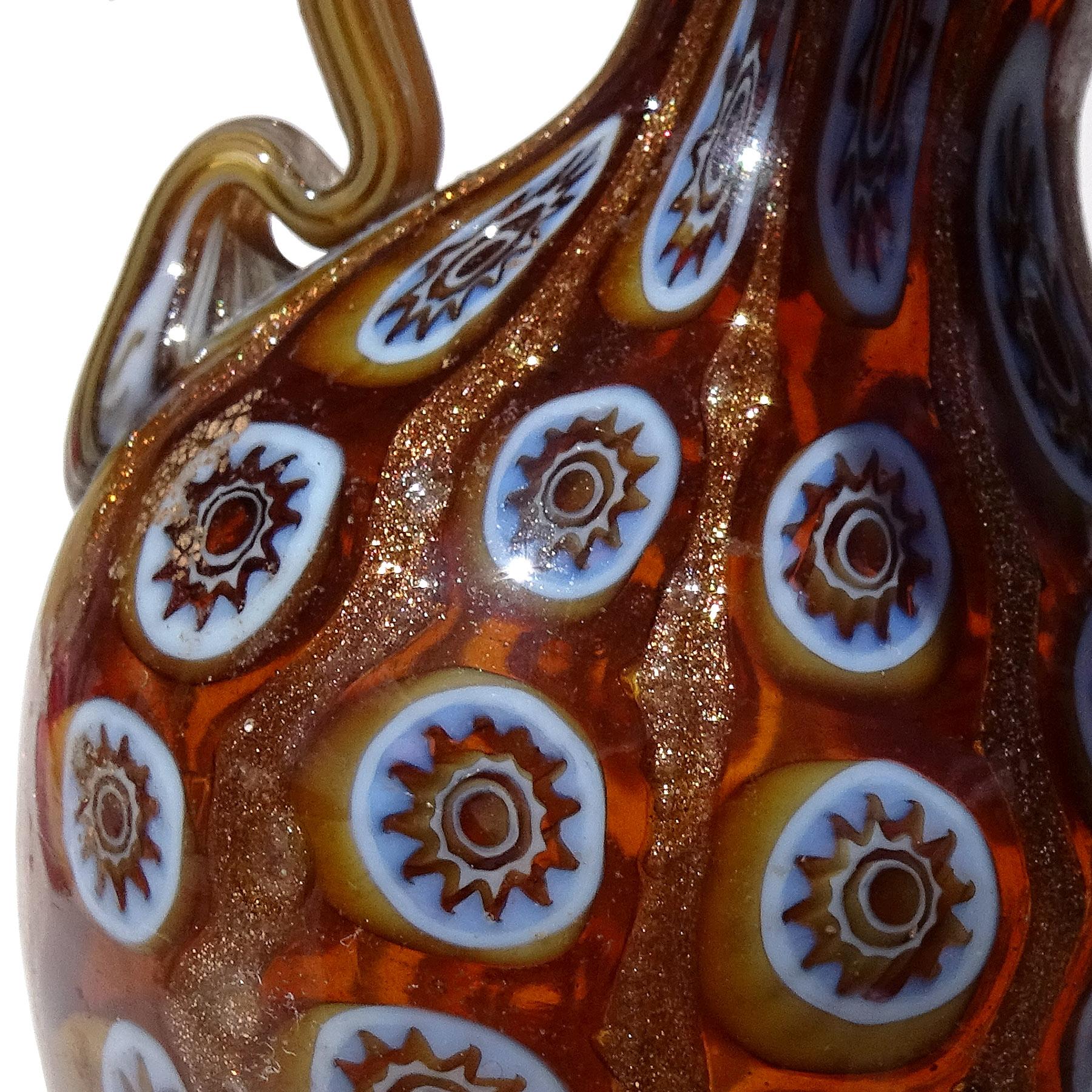 Vittorio Zuffi Murano Millefiori Flowers Antique Italian Art Glass Cabinet Vase In Good Condition For Sale In Kissimmee, FL