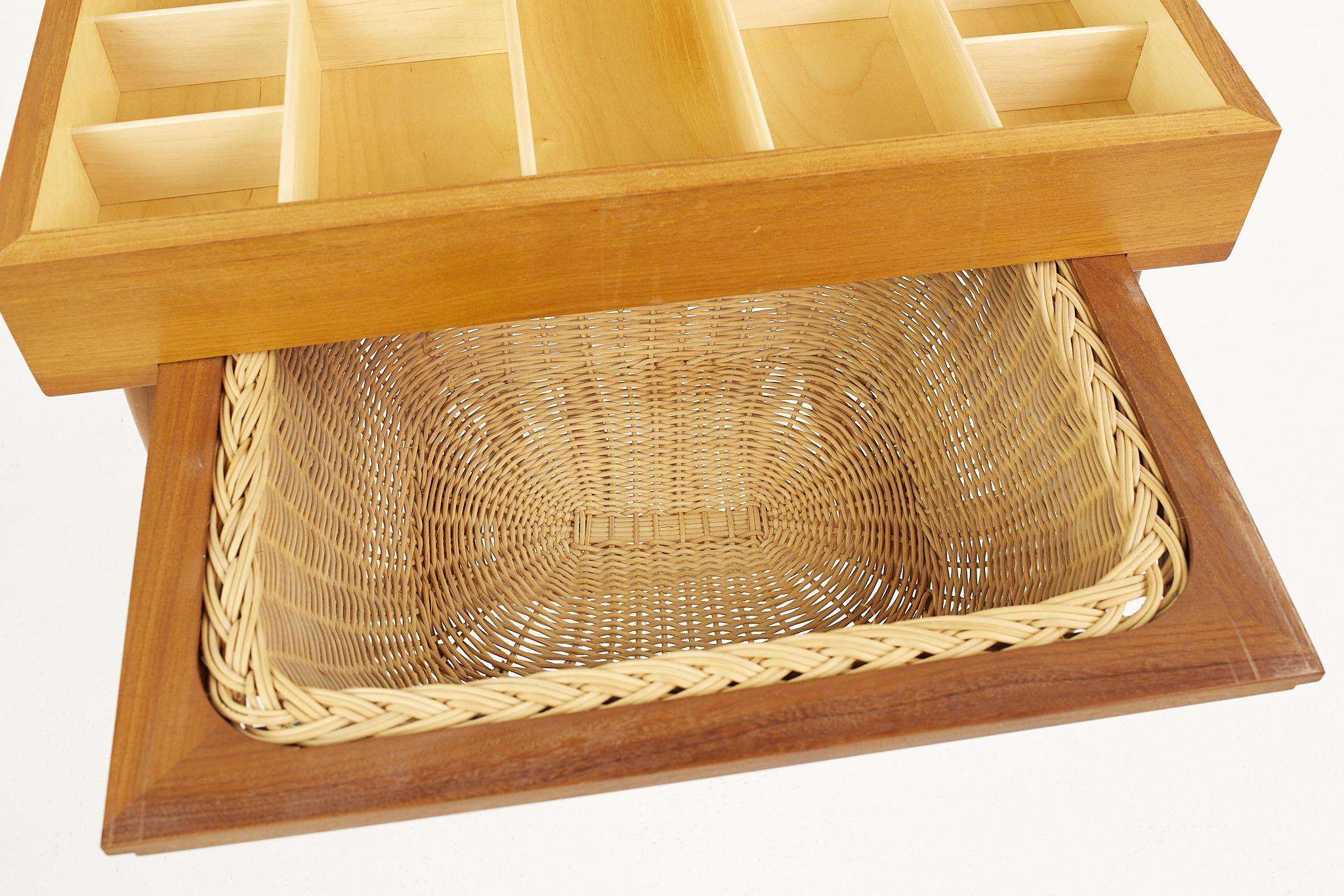 Vitzé Mid-Century Teak Sewing Table with Basket 6