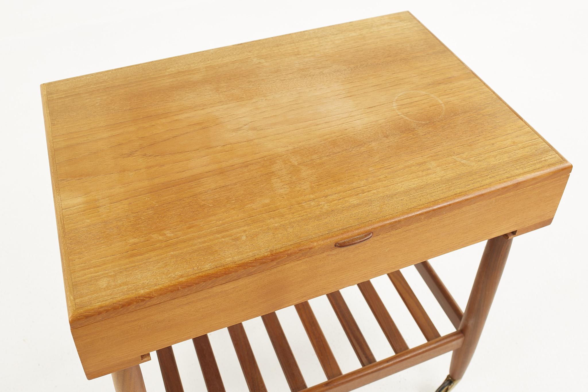 Vitzé Mid-Century Teak Sewing Table with Basket 8