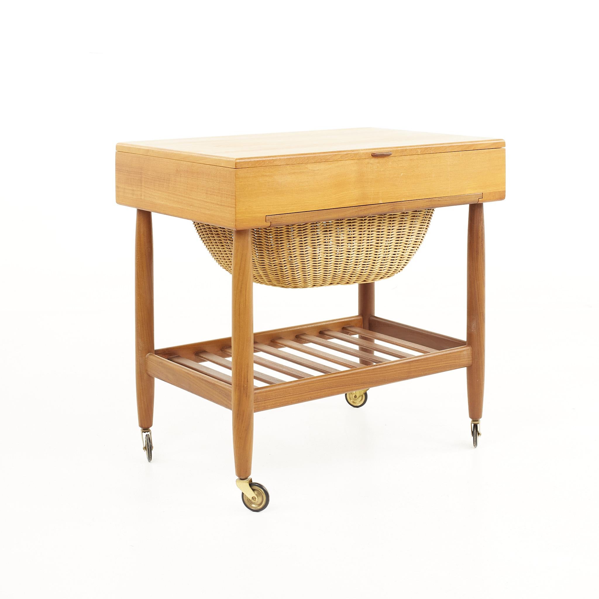 Vitzé Mid-Century Teak Sewing Table with Basket 2