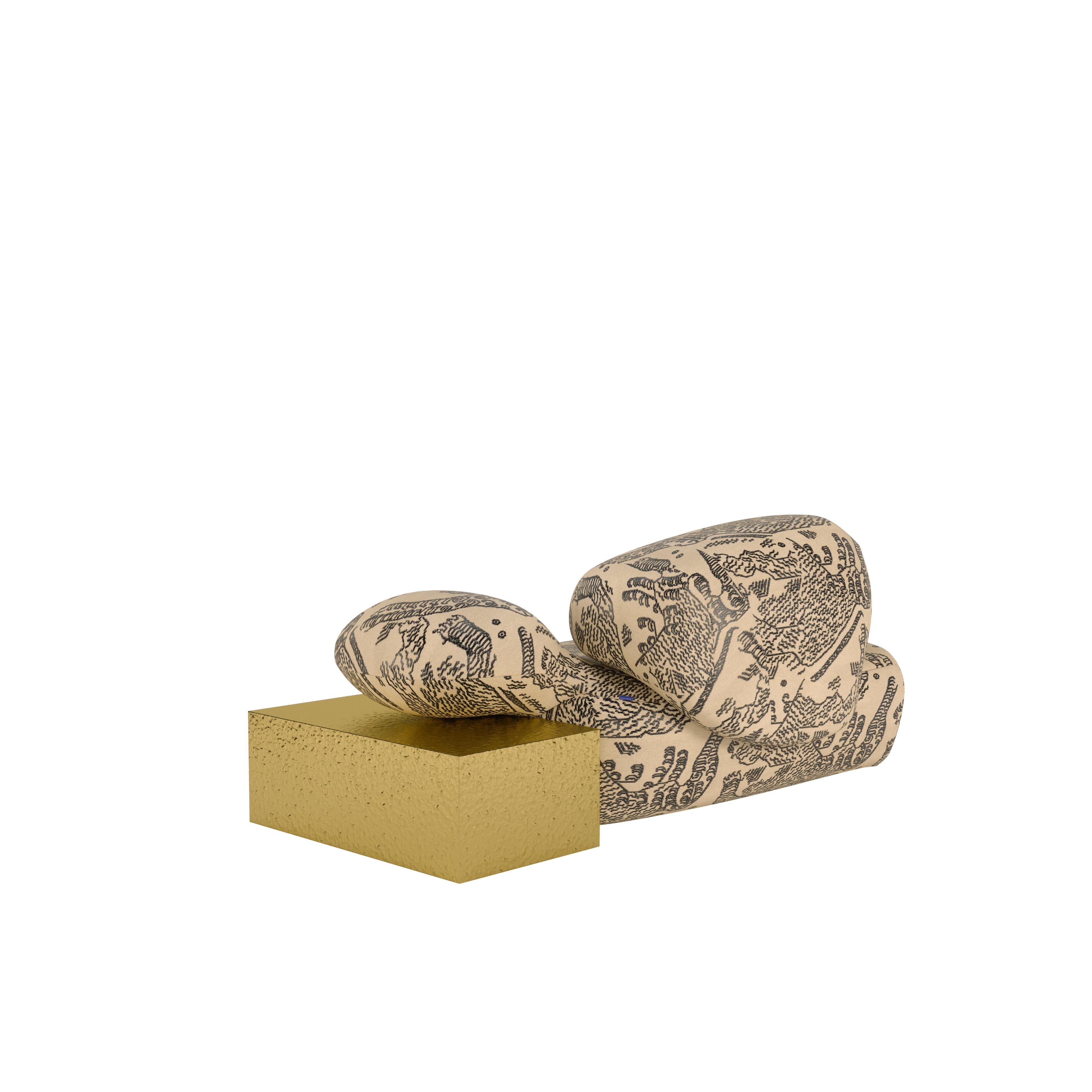Viv Id Chaise Longue Messing-Dedar aus Messing, hergestellt in Portugal von Malabar (21. Jahrhundert und zeitgenössisch) im Angebot