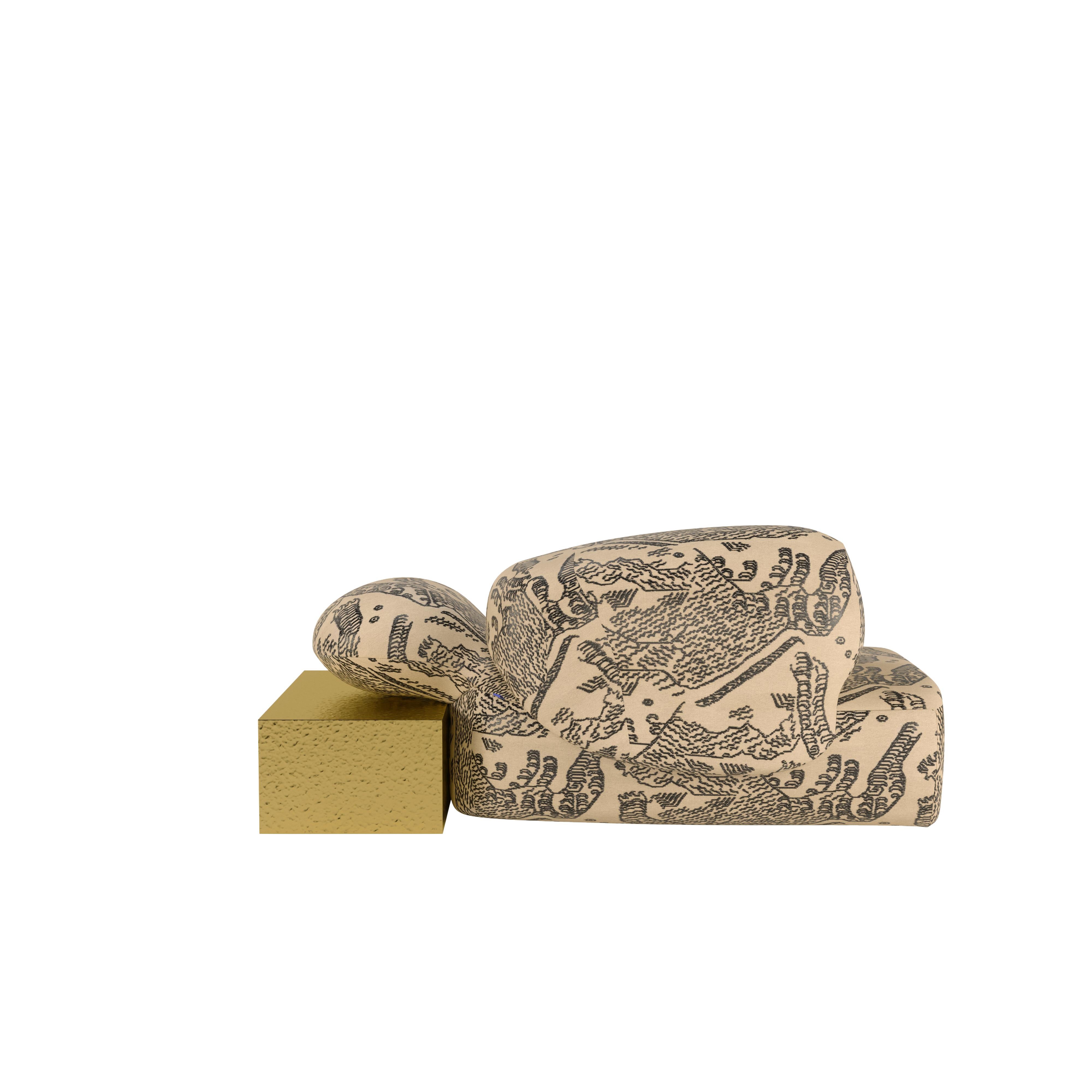 Viv Id Chaise Longue Messing-Dedar aus Messing, hergestellt in Portugal von Malabar im Angebot 2