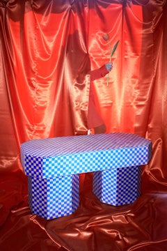 Viva Checkboard 024 Panchina scultorea in velluto contemporanea di Houtique