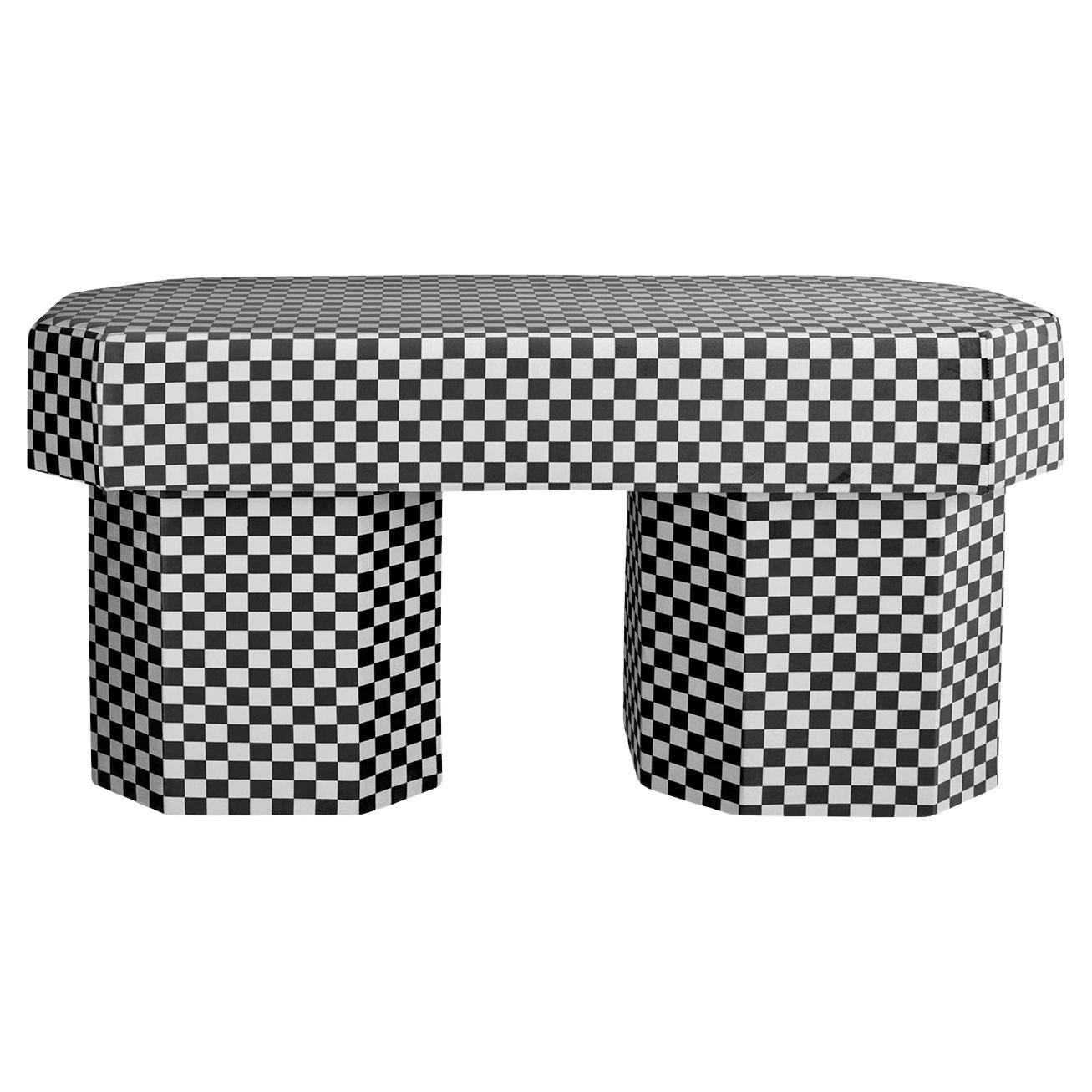 Viva Checkerboard Black White Bench by Houtique