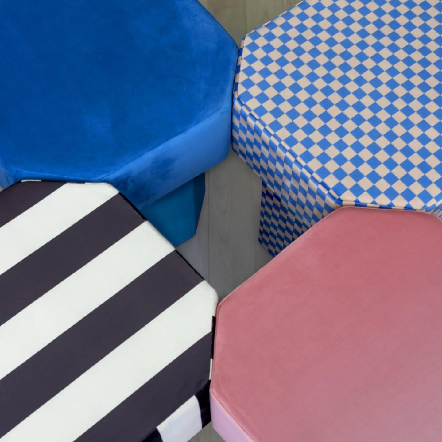 Viva Checkerboard Black White Panca scultorea in velluto contemporanea di Houtique in vendita 11