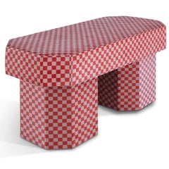 Viva Checkerboard Red and Pink Bench by Houtique