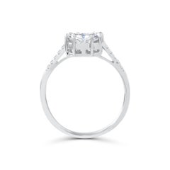 18 Karat White Gold Emerald Cut Diamond Engagement Ring